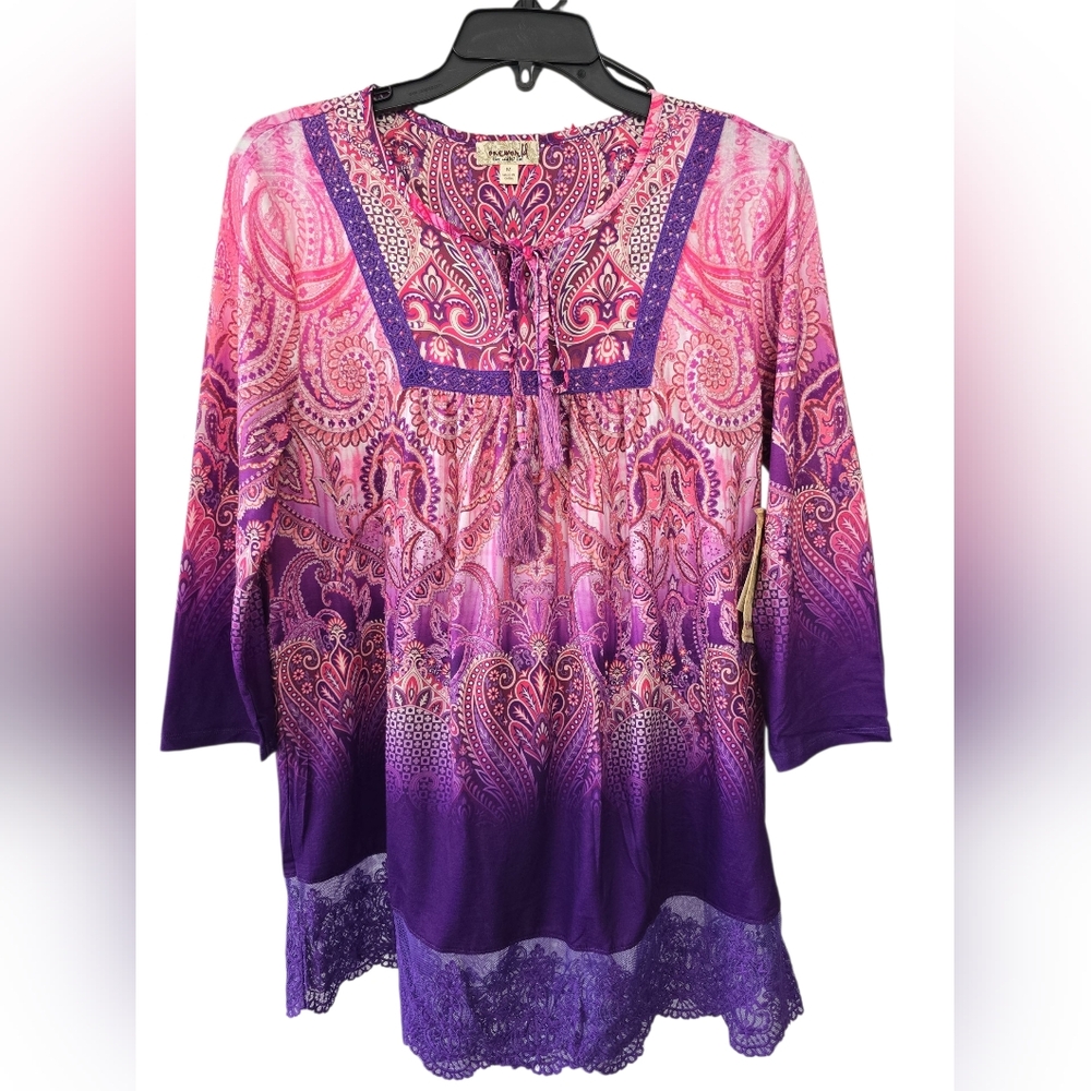 ONE WORLD Vibrant Pink and Purple Tunic